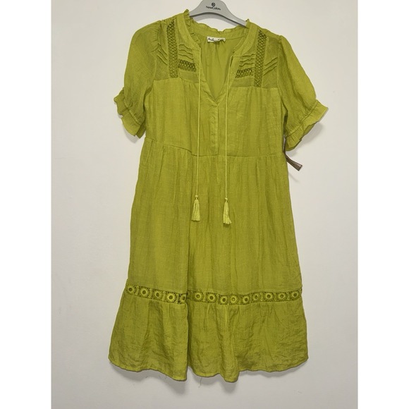 Indigo Rose lime green midi dress L(with imperfections) read description - Picture 3 of 16
